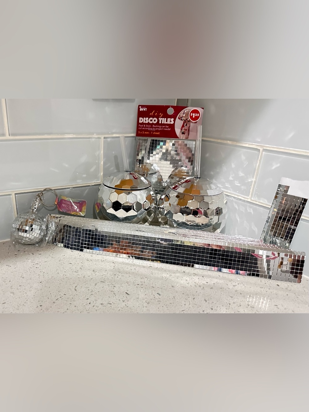 DIY Disco Craft Bundle Mirror Mosaic Tiles, Cups, Keychain & Tile Sheet